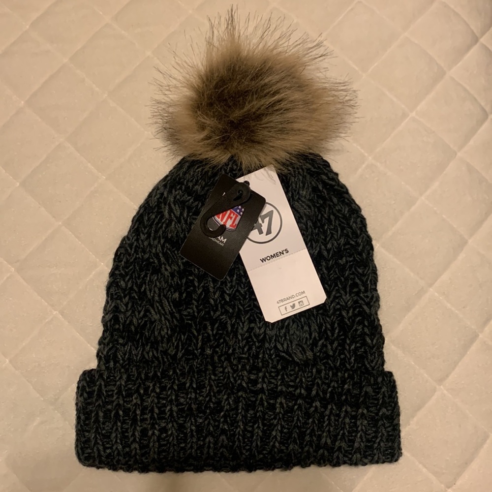 Raiders '47 Women's Meeko
Cuffed Knit Hat with Pom - Black - Picture 2 of 4